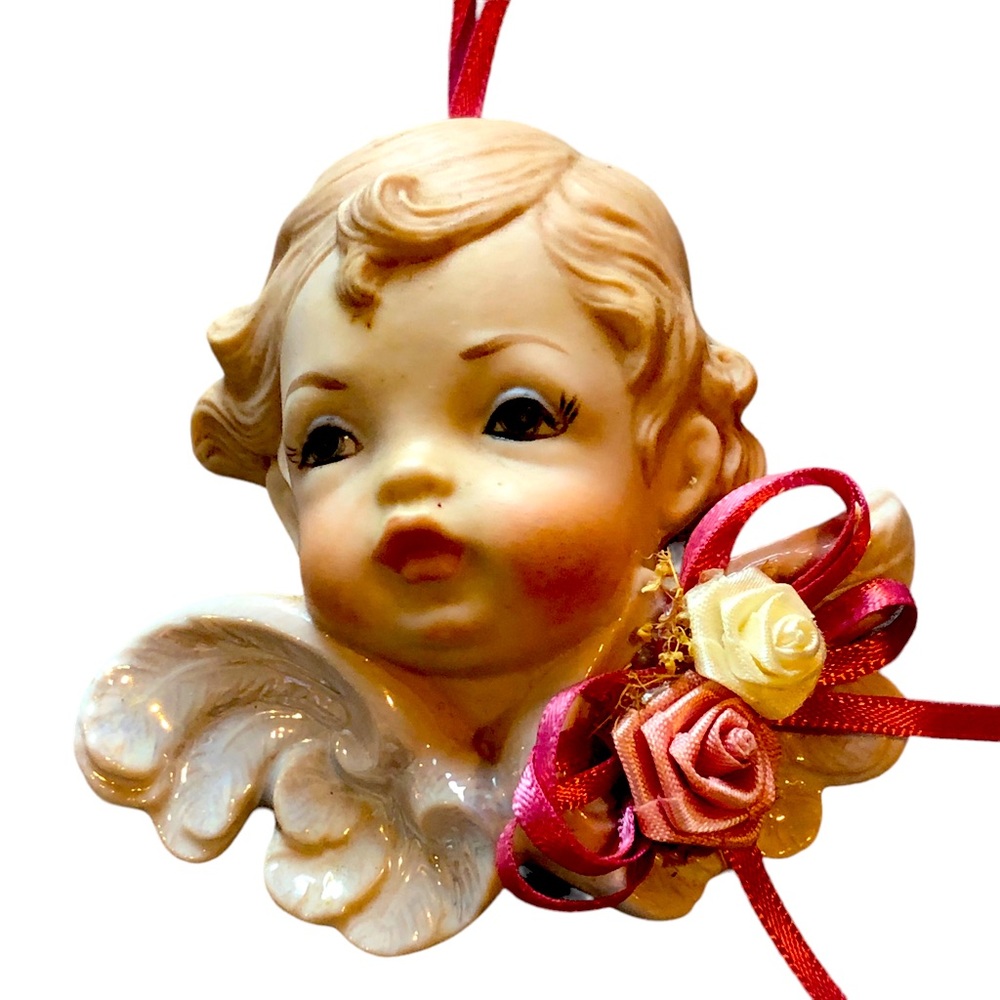 SCIOTO ANGEL Figurine Signed & Dated Handmade by CE 1989 Pink Vintage Rare